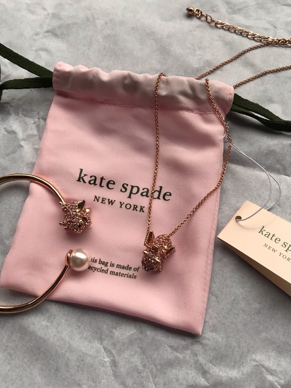 kate spade Rose Gold, When Pigs Fly Collection, Necklace and Bangle Set